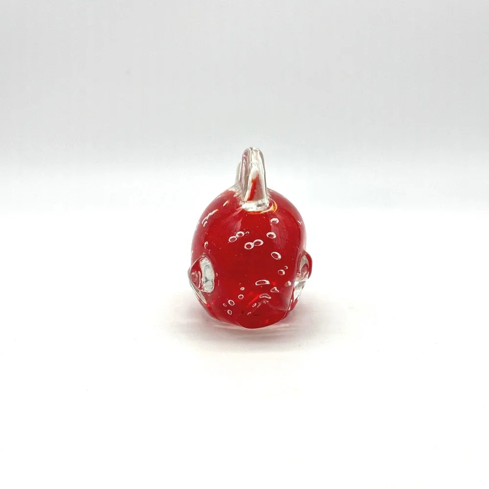 Red Glass Fish Figurine Paperweight Art Glass Blown Glass Nautical Decor‎